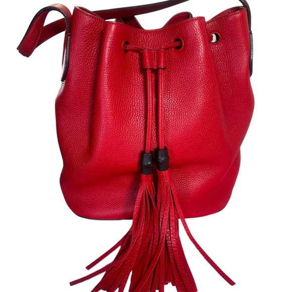 Gucci Lady Tassel Bucket Leather Shoulder Bag - Picture 2 of 11